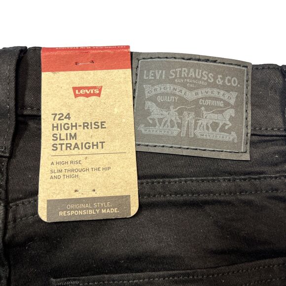 Levi’s 724 High Rise Straight Women’s Black Jeans Size 28x30 - Picture 4 of 8